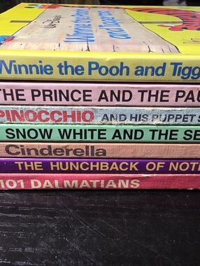 7 Vintage Disney's Wonderful World of Reading Book Lot Cinderella Snow White